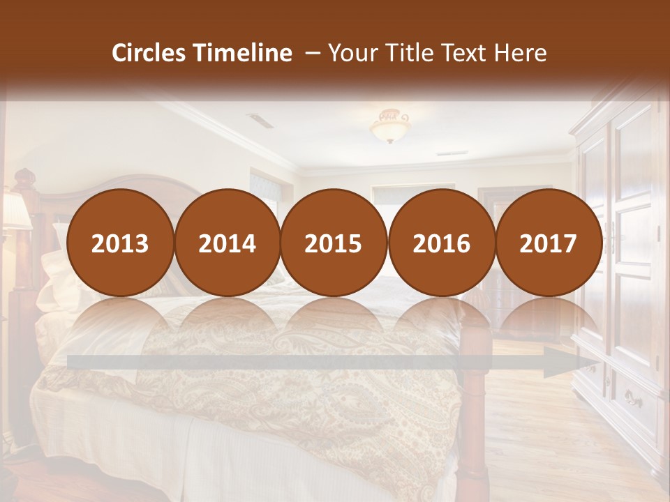 A Bedroom With A Large Bed And A Wooden Dresser PowerPoint Template