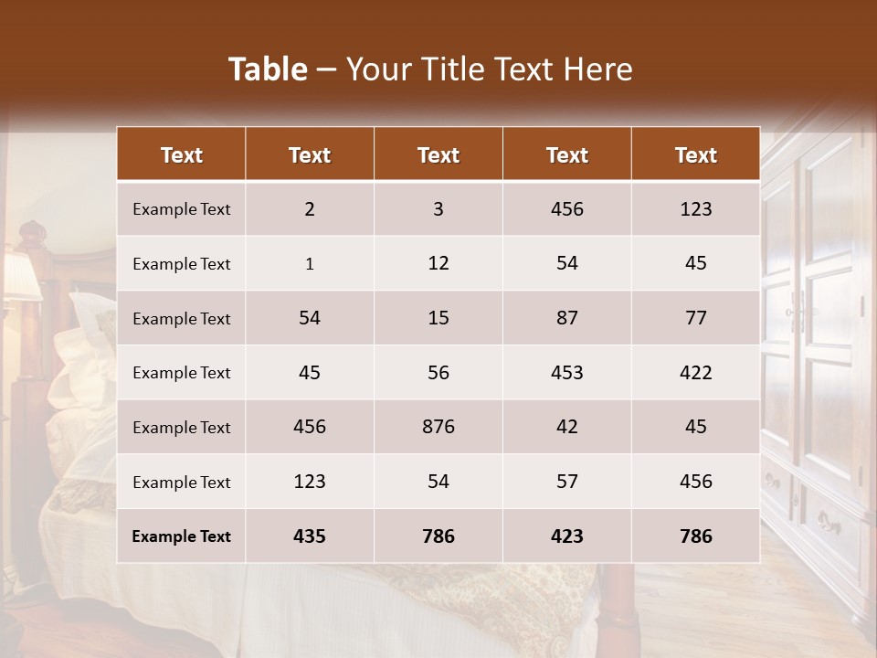 A Bedroom With A Large Bed And A Wooden Dresser PowerPoint Template