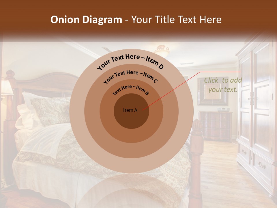 A Bedroom With A Large Bed And A Wooden Dresser PowerPoint Template