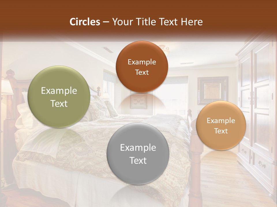 A Bedroom With A Large Bed And A Wooden Dresser PowerPoint Template