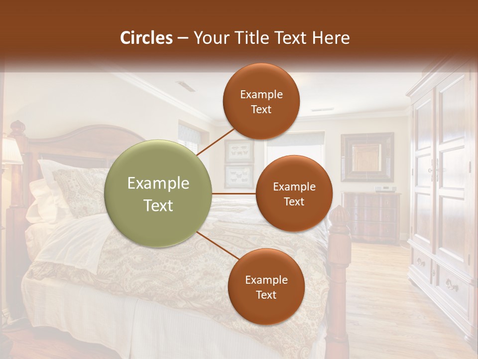 A Bedroom With A Large Bed And A Wooden Dresser PowerPoint Template