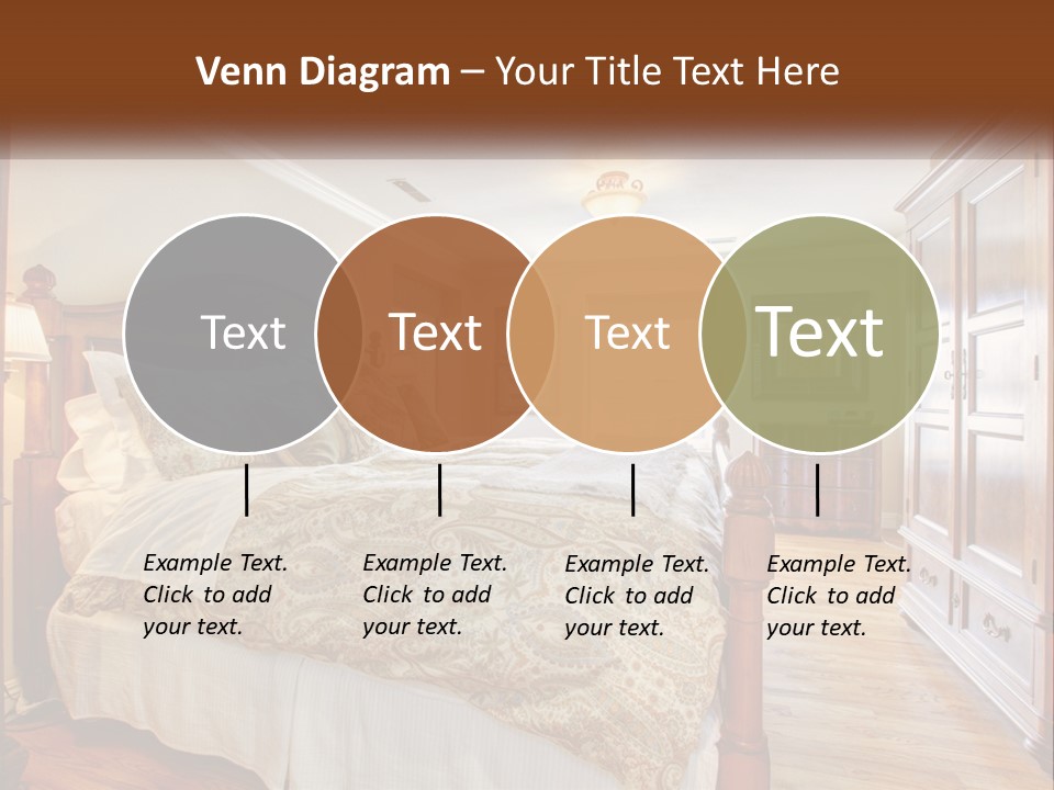 A Bedroom With A Large Bed And A Wooden Dresser PowerPoint Template