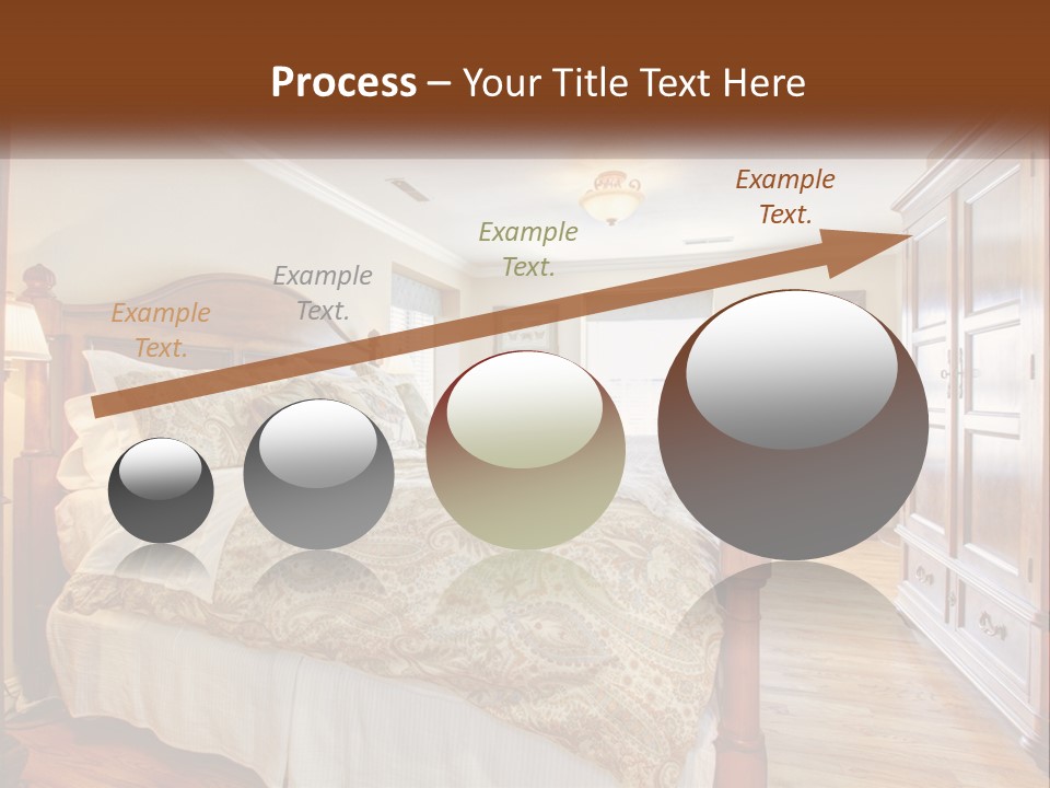 A Bedroom With A Large Bed And A Wooden Dresser PowerPoint Template