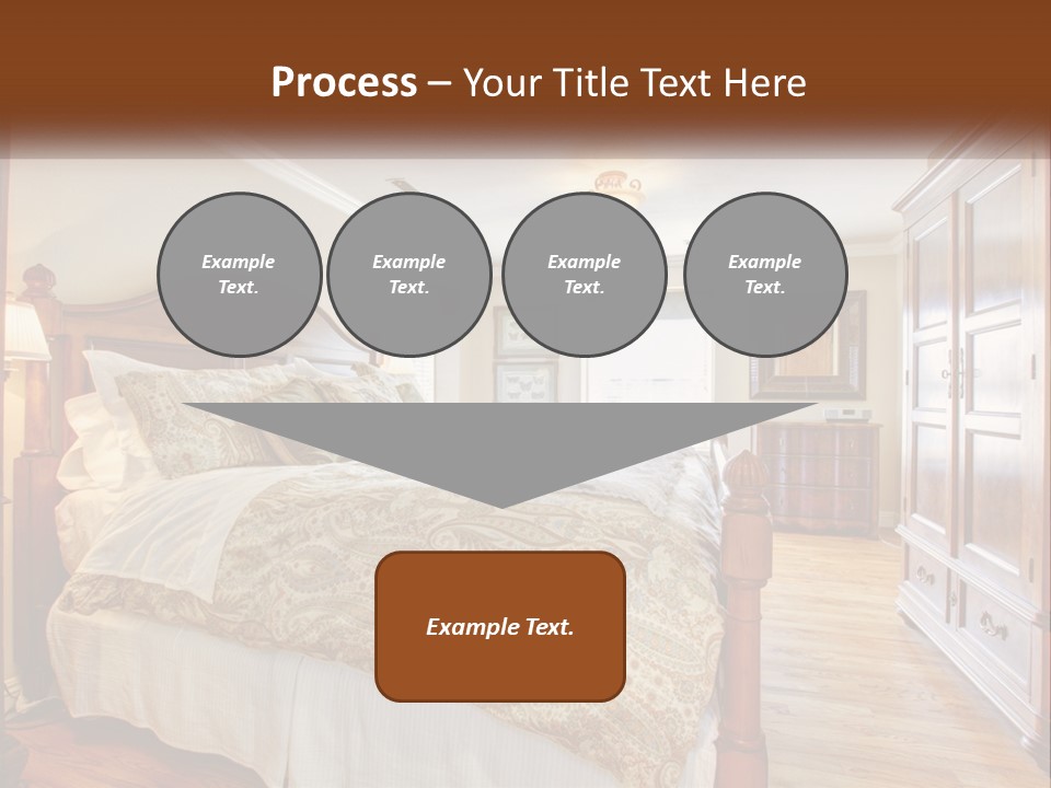 A Bedroom With A Large Bed And A Wooden Dresser PowerPoint Template