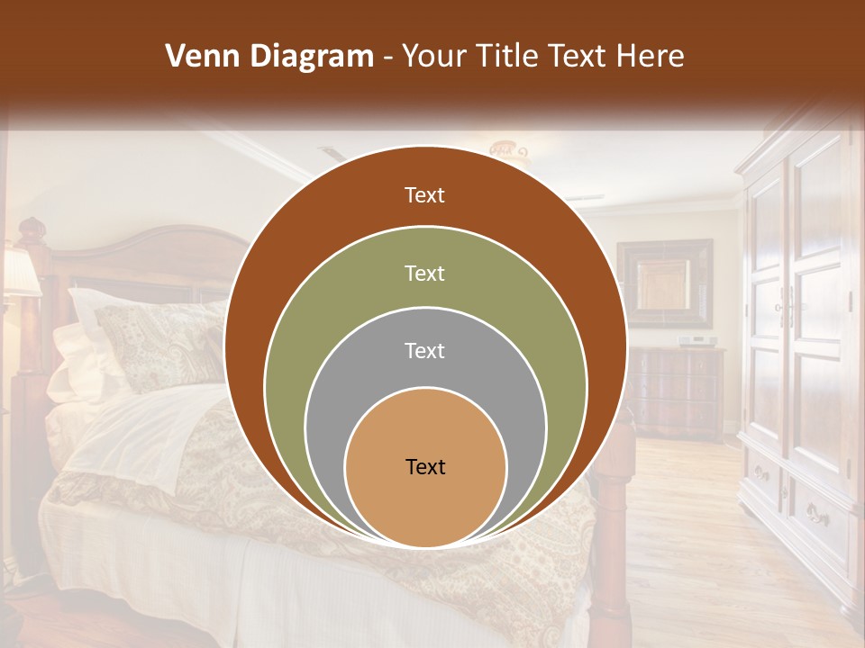 A Bedroom With A Large Bed And A Wooden Dresser PowerPoint Template