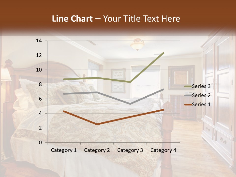 A Bedroom With A Large Bed And A Wooden Dresser PowerPoint Template