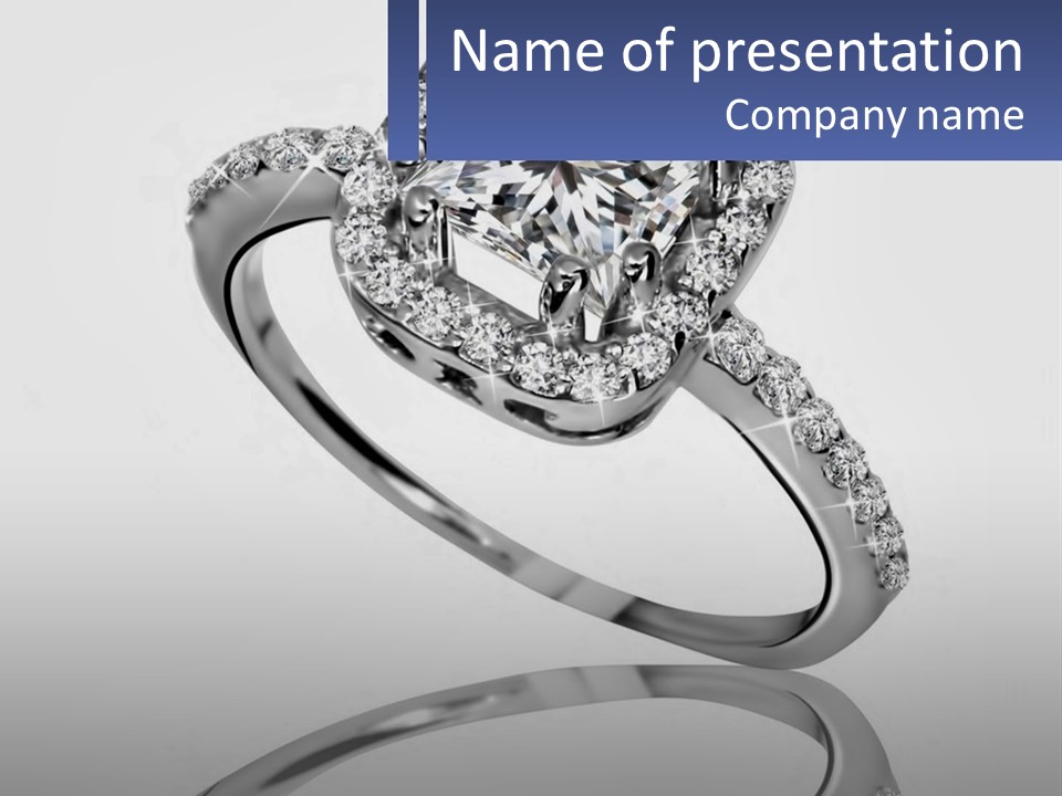 A Diamond Ring With A Name Tag On It PowerPoint Template