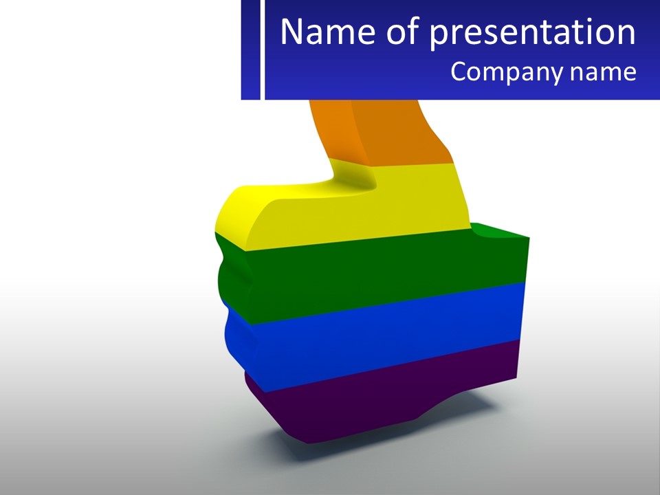 A 3D Image Of A Rainbow Colored Finger PowerPoint Template