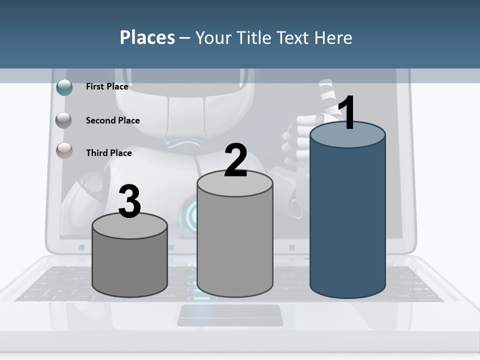 A Laptop With A Robot On The Screen PowerPoint Template