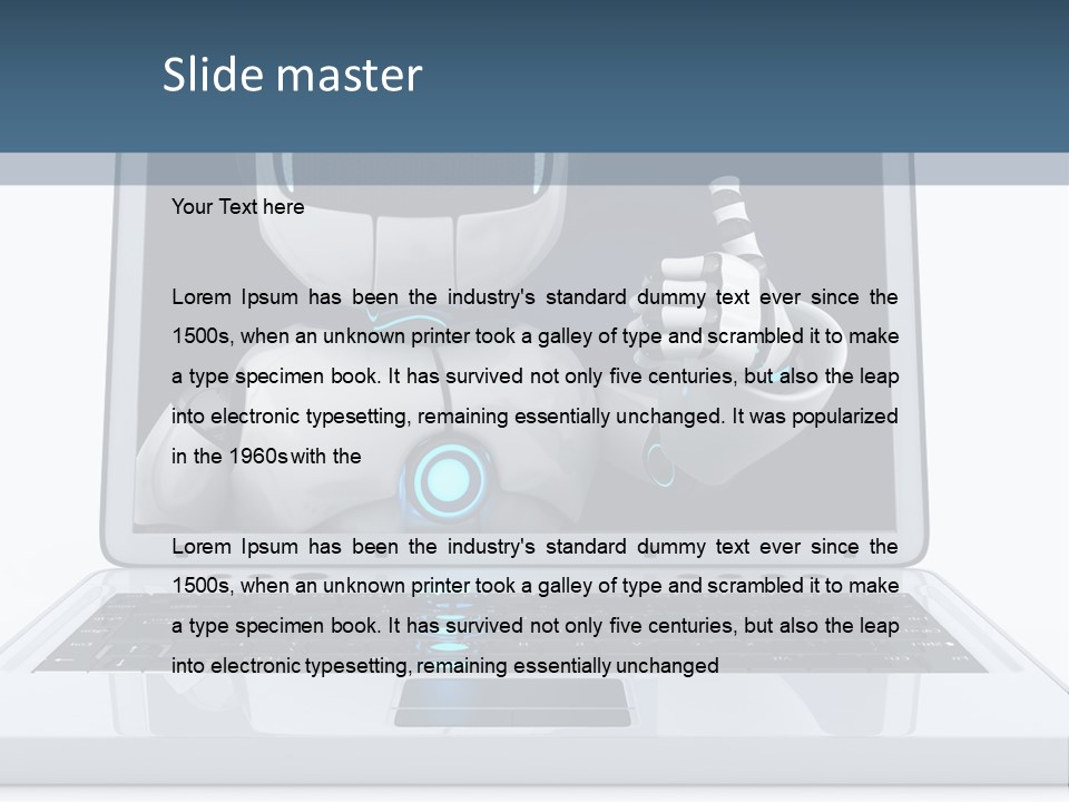 A Laptop With A Robot On The Screen PowerPoint Template