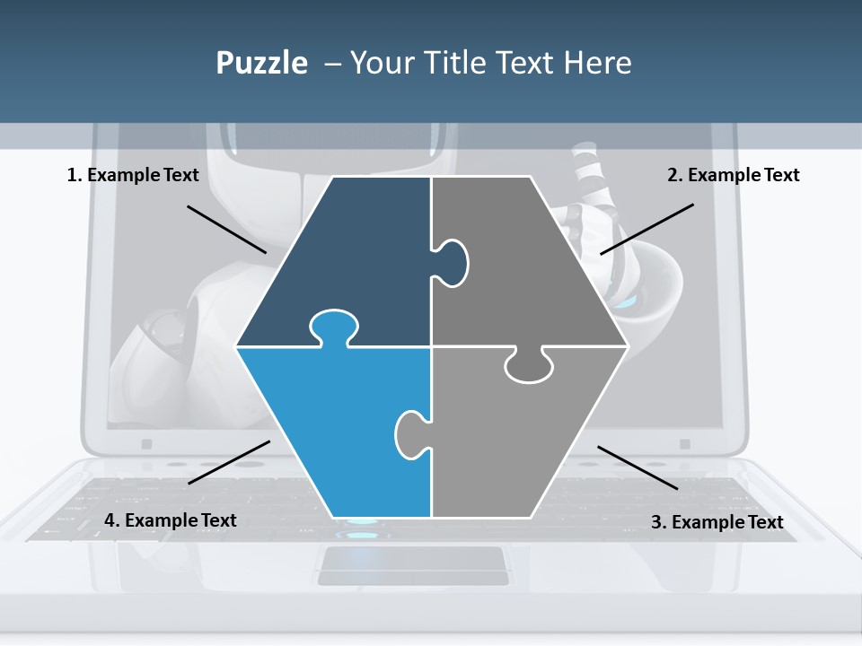 A Laptop With A Robot On The Screen PowerPoint Template