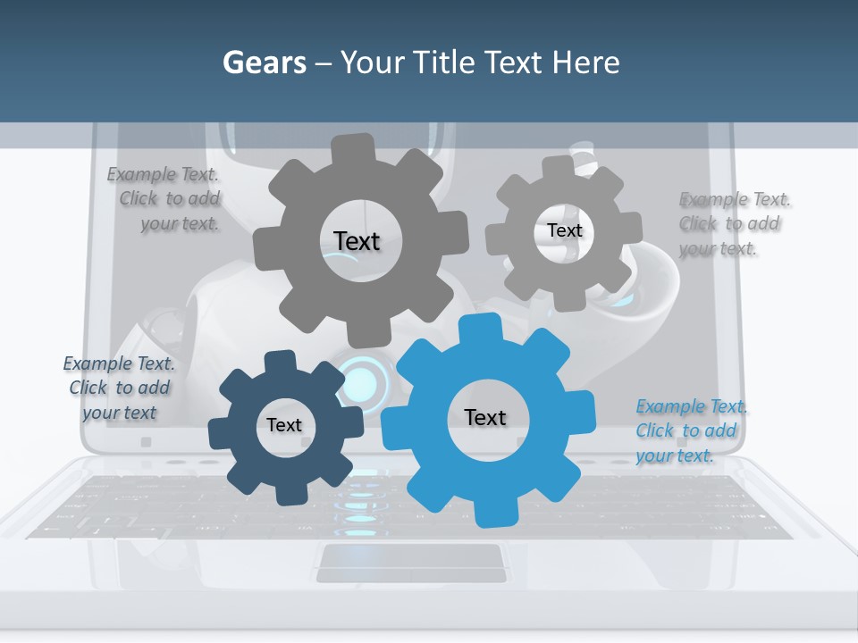 A Laptop With A Robot On The Screen PowerPoint Template