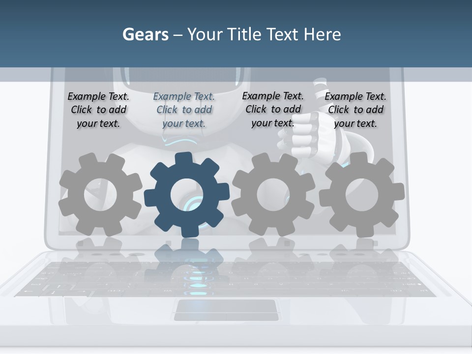 A Laptop With A Robot On The Screen PowerPoint Template