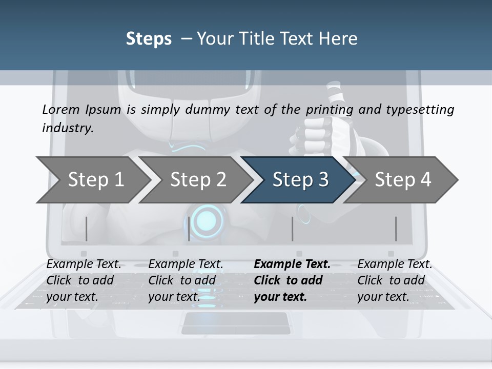 A Laptop With A Robot On The Screen PowerPoint Template
