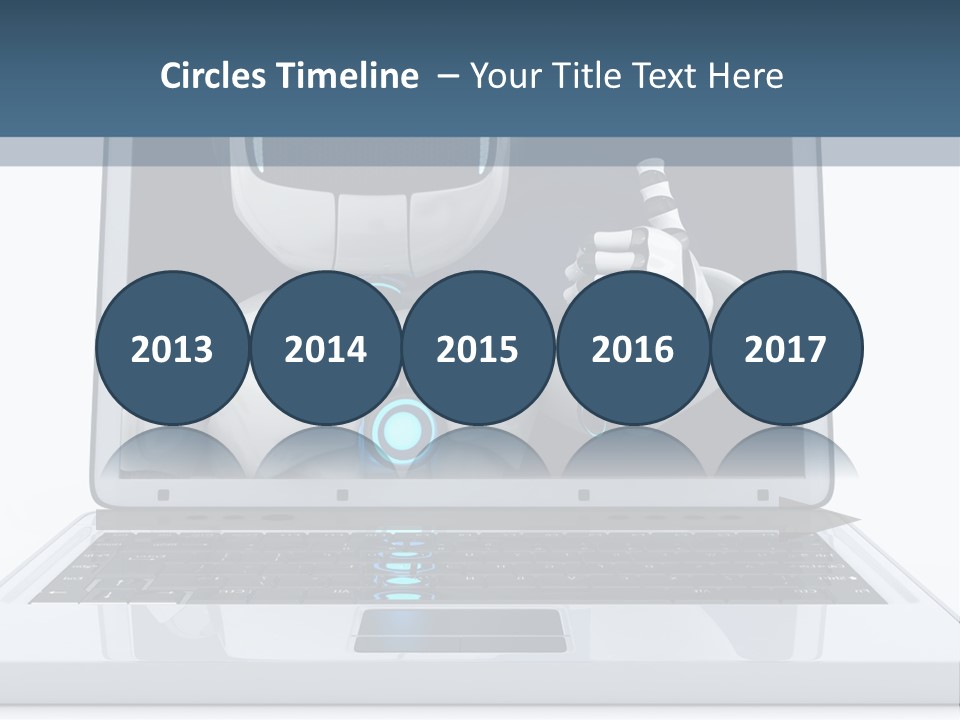 A Laptop With A Robot On The Screen PowerPoint Template
