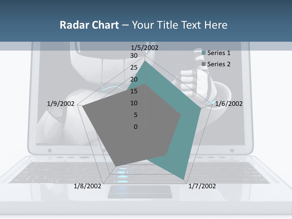 A Laptop With A Robot On The Screen PowerPoint Template