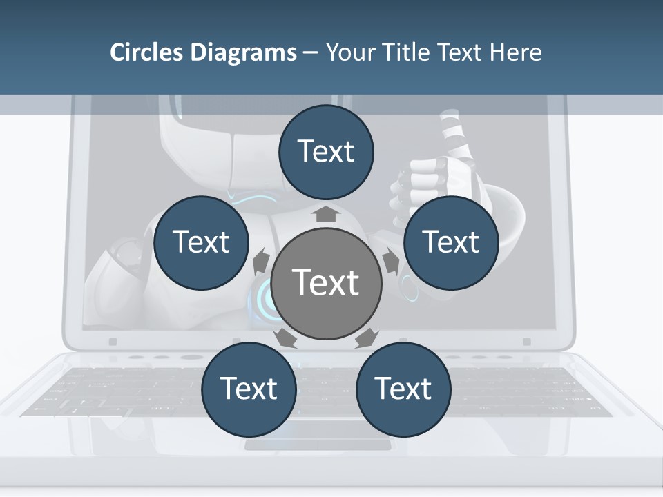 A Laptop With A Robot On The Screen PowerPoint Template