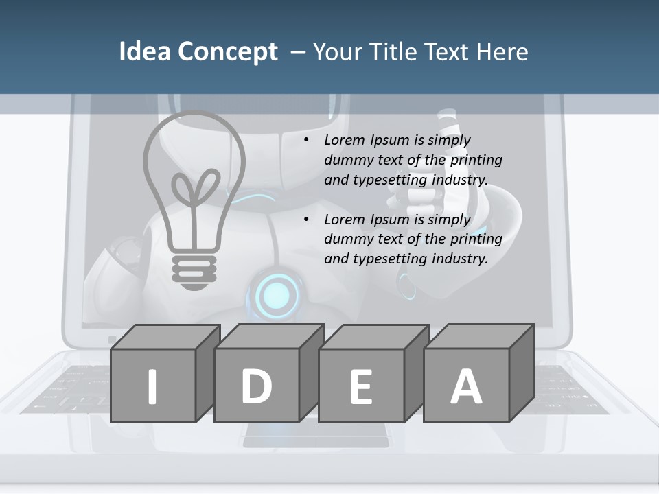 A Laptop With A Robot On The Screen PowerPoint Template