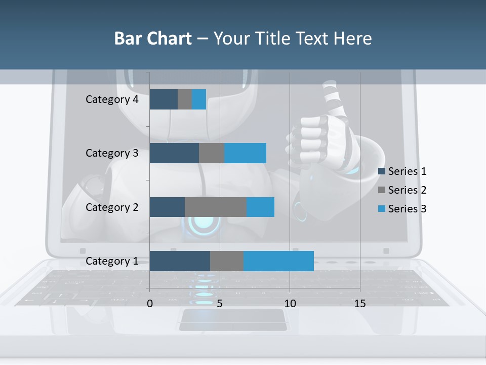A Laptop With A Robot On The Screen PowerPoint Template