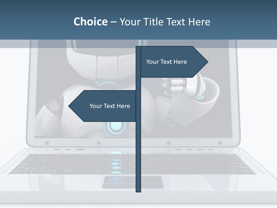 A Laptop With A Robot On The Screen PowerPoint Template