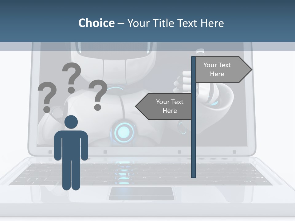 A Laptop With A Robot On The Screen PowerPoint Template