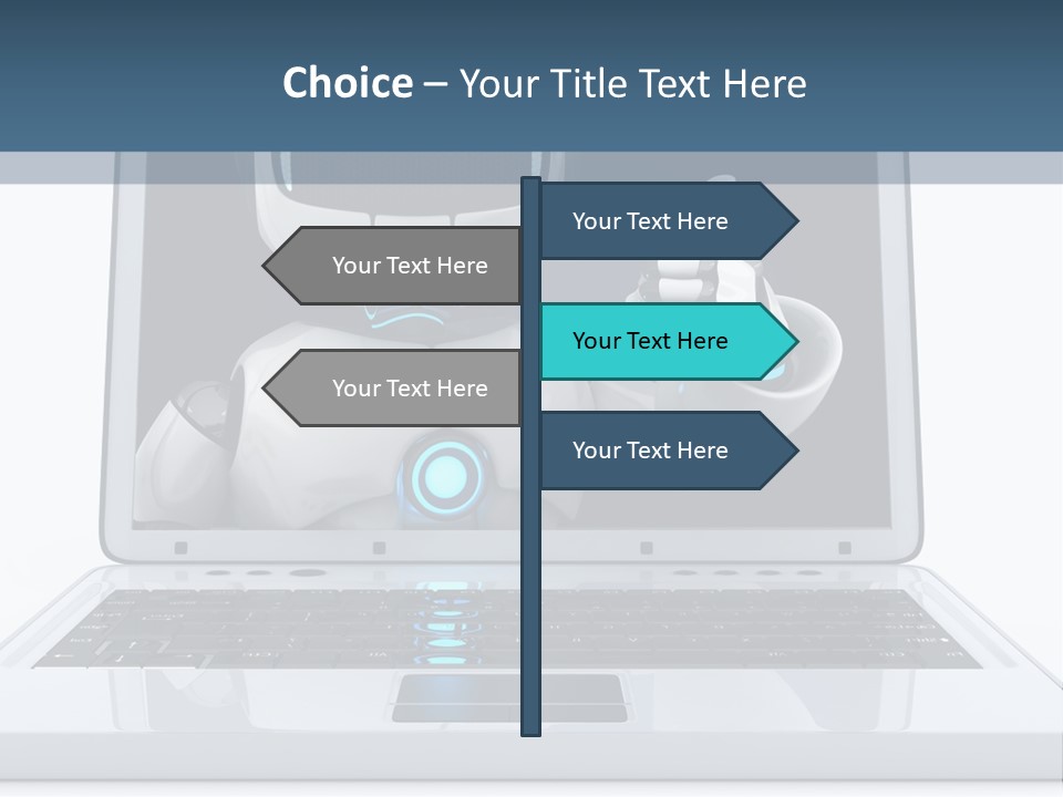 A Laptop With A Robot On The Screen PowerPoint Template