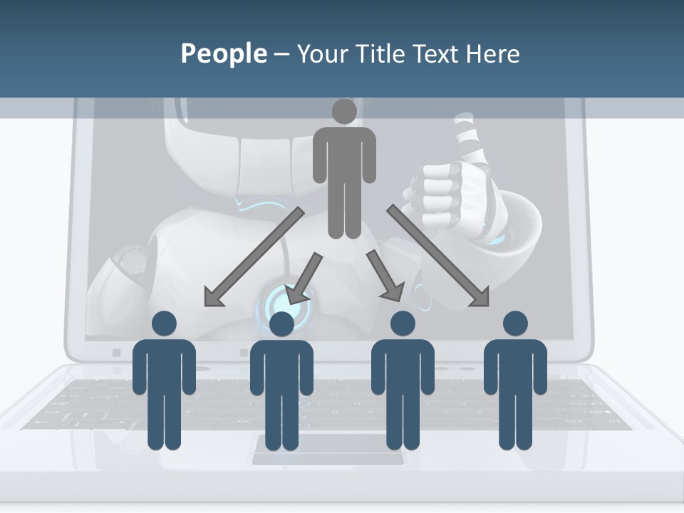 A Laptop With A Robot On The Screen PowerPoint Template
