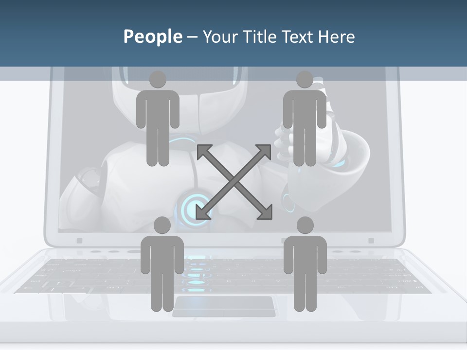 A Laptop With A Robot On The Screen PowerPoint Template