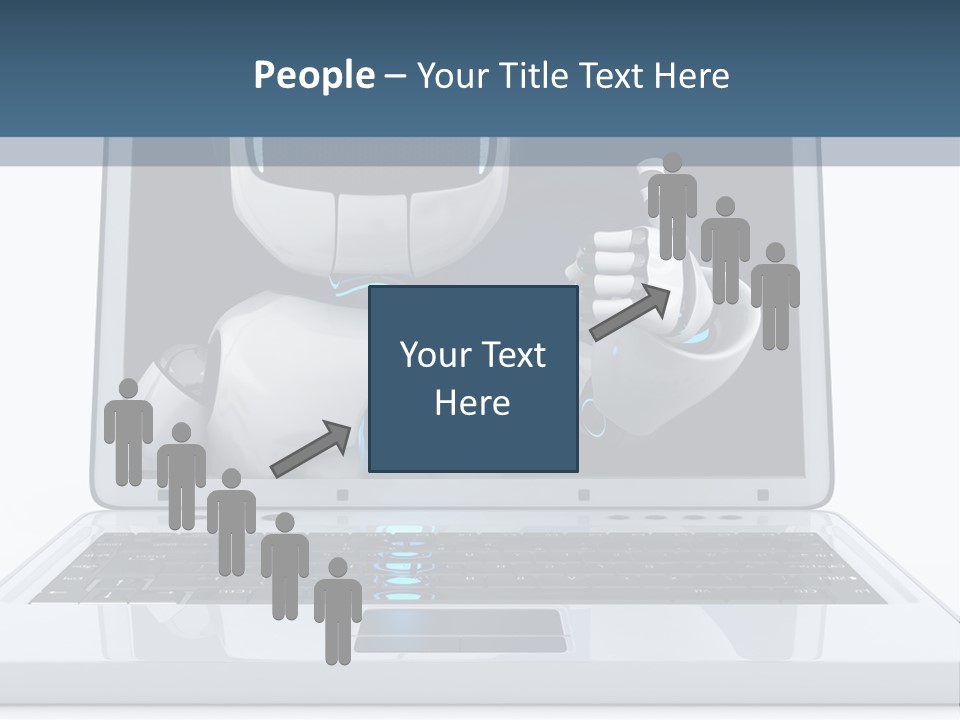 A Laptop With A Robot On The Screen PowerPoint Template
