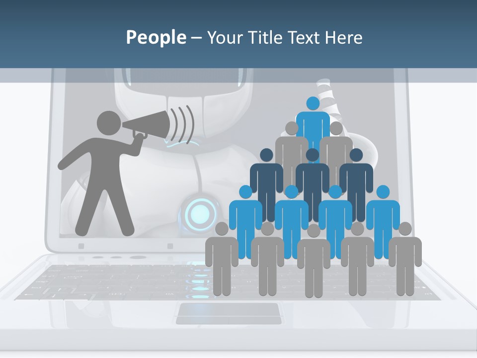 A Laptop With A Robot On The Screen PowerPoint Template