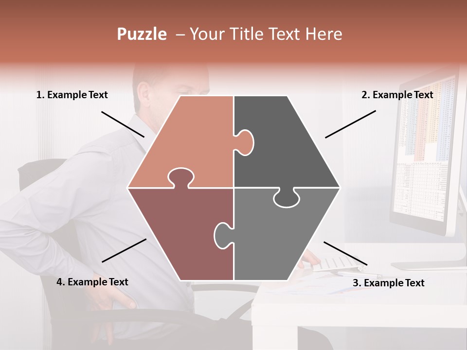 A Man Sitting At A Desk Using A Computer PowerPoint Template