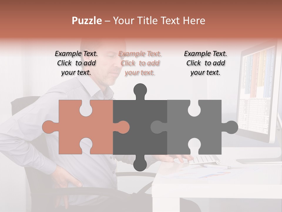 A Man Sitting At A Desk Using A Computer PowerPoint Template