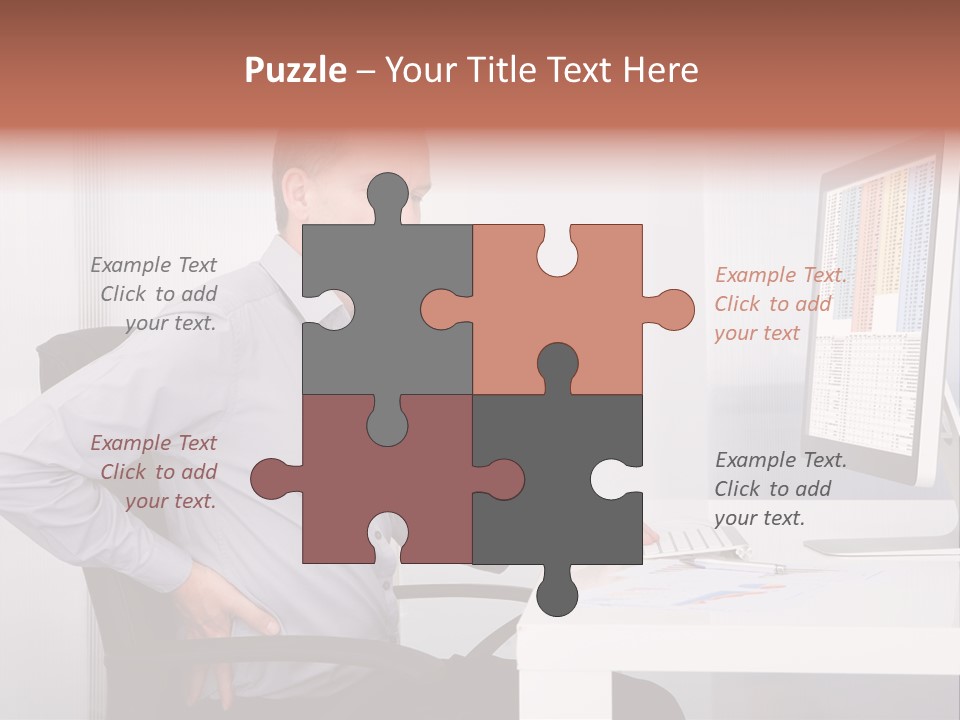 A Man Sitting At A Desk Using A Computer PowerPoint Template