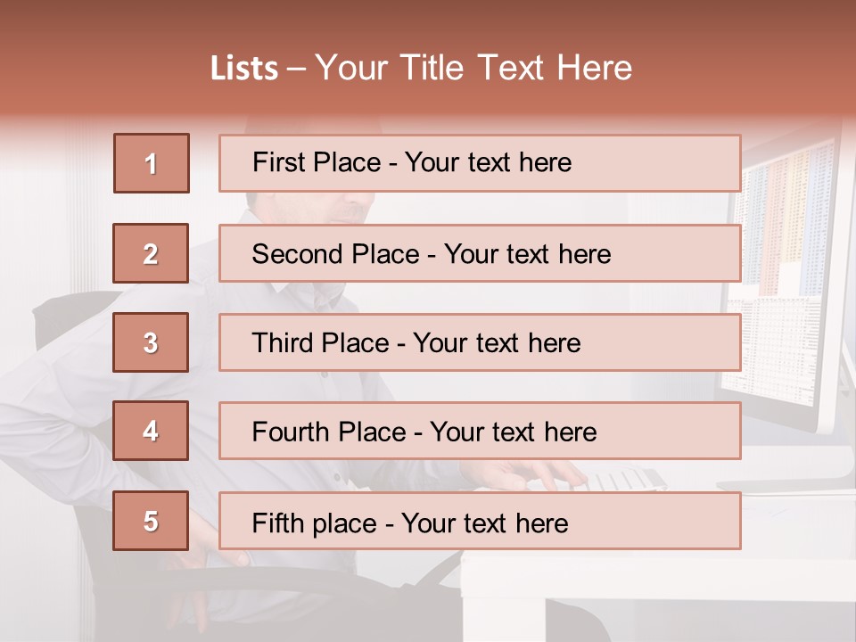 A Man Sitting At A Desk Using A Computer PowerPoint Template