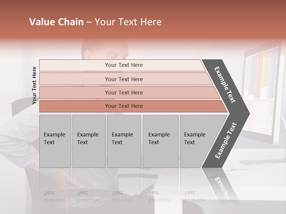 A Man Sitting At A Desk Using A Computer PowerPoint Template