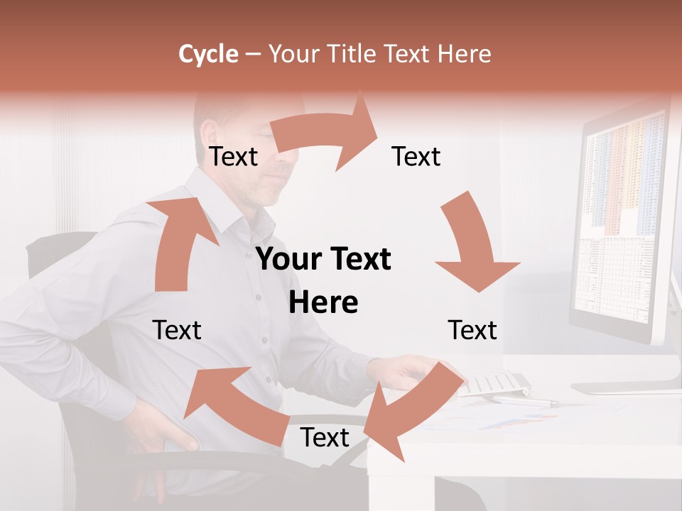 A Man Sitting At A Desk Using A Computer PowerPoint Template