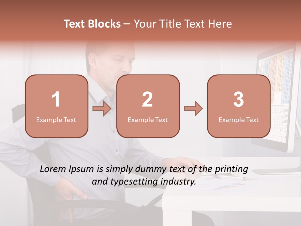 A Man Sitting At A Desk Using A Computer PowerPoint Template