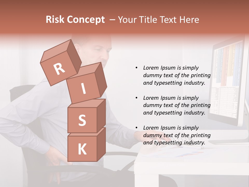 A Man Sitting At A Desk Using A Computer PowerPoint Template
