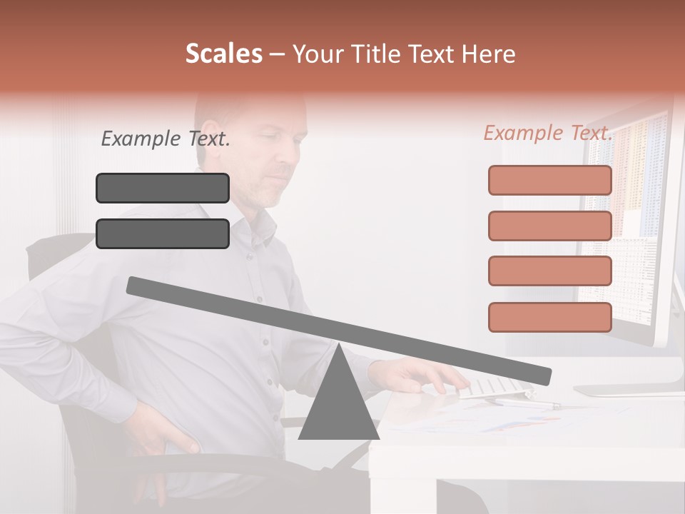 A Man Sitting At A Desk Using A Computer PowerPoint Template