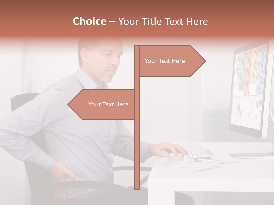 A Man Sitting At A Desk Using A Computer PowerPoint Template