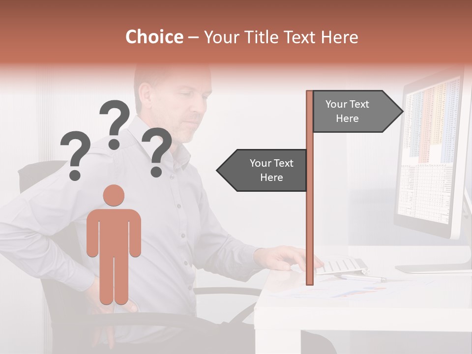 A Man Sitting At A Desk Using A Computer PowerPoint Template