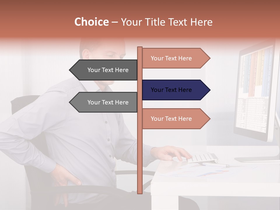 A Man Sitting At A Desk Using A Computer PowerPoint Template