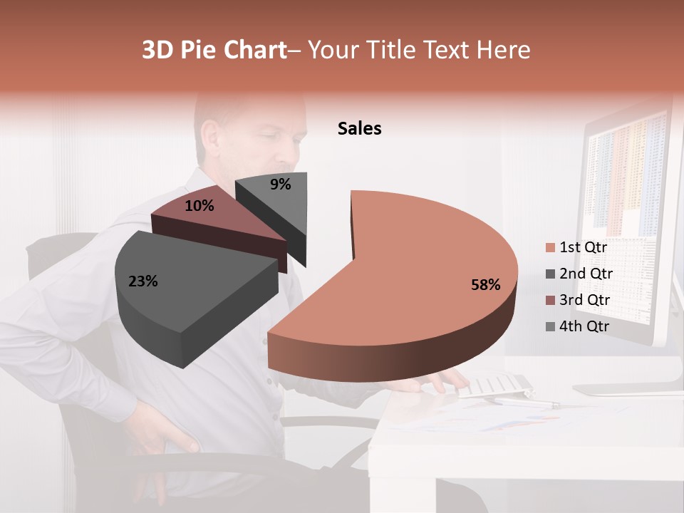 A Man Sitting At A Desk Using A Computer PowerPoint Template