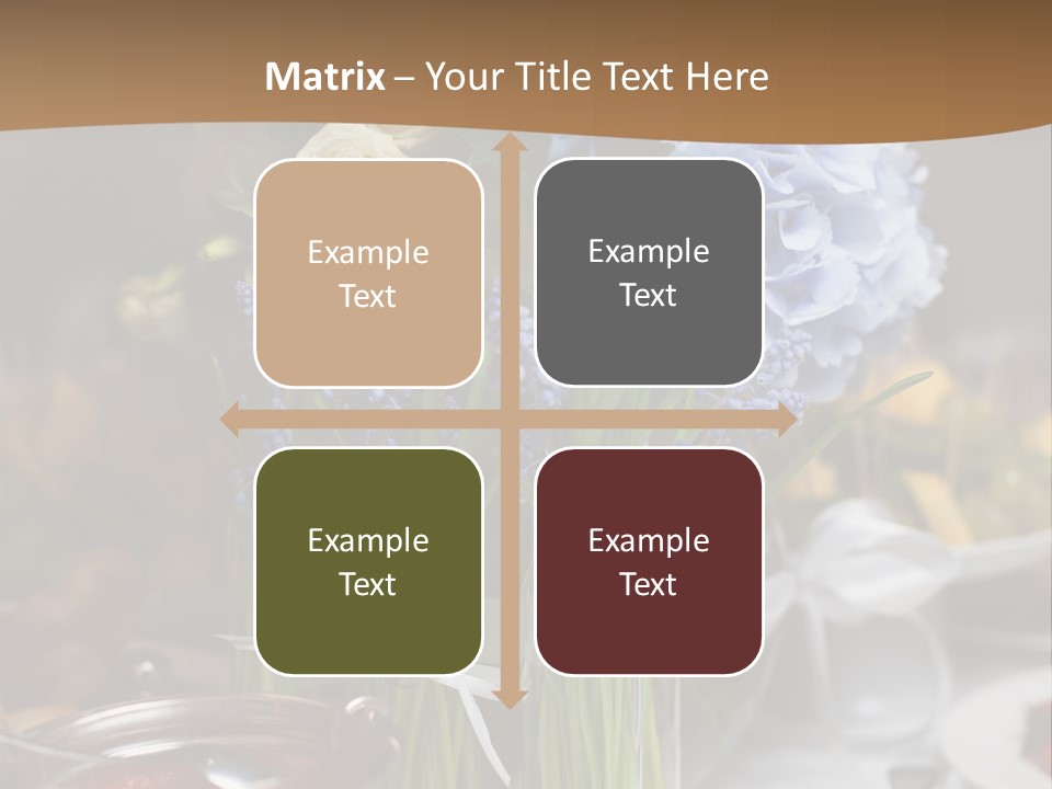 A Table Topped With A Vase Filled With Blue Flowers PowerPoint Template