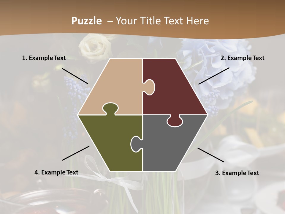 A Table Topped With A Vase Filled With Blue Flowers PowerPoint Template