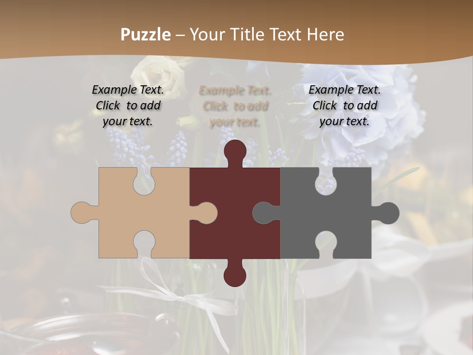 A Table Topped With A Vase Filled With Blue Flowers PowerPoint Template