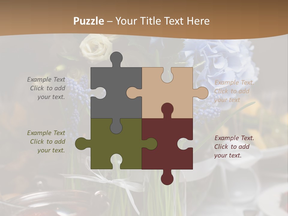 A Table Topped With A Vase Filled With Blue Flowers PowerPoint Template