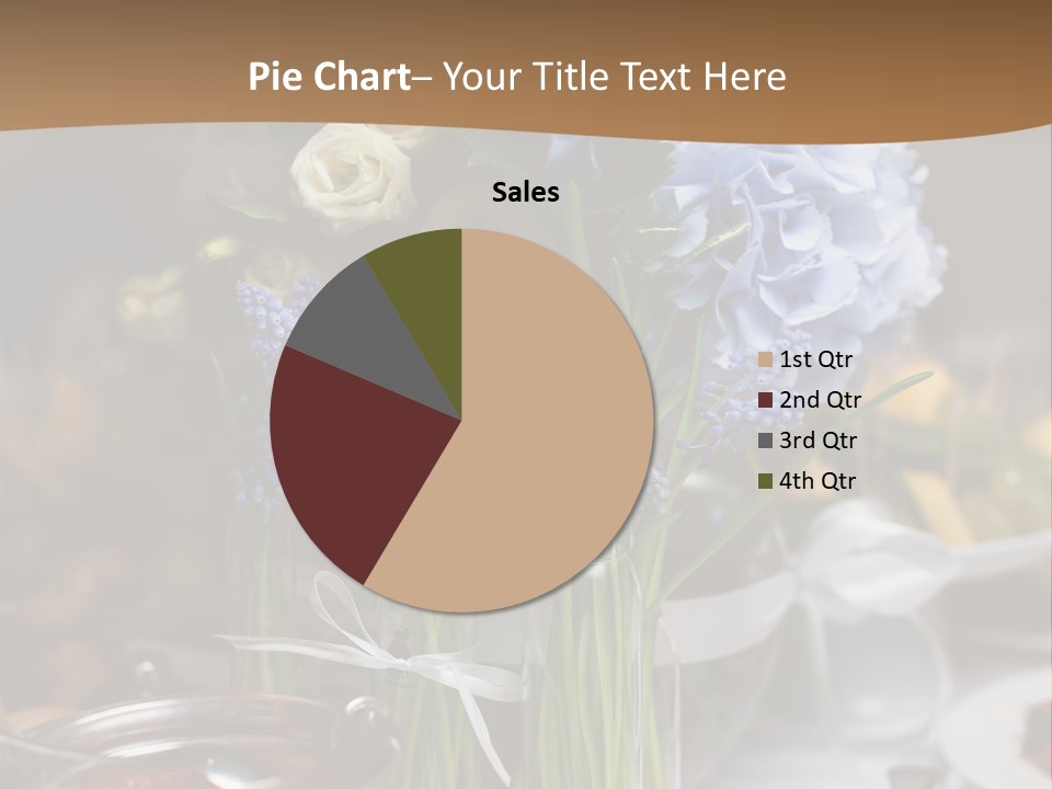 A Table Topped With A Vase Filled With Blue Flowers PowerPoint Template