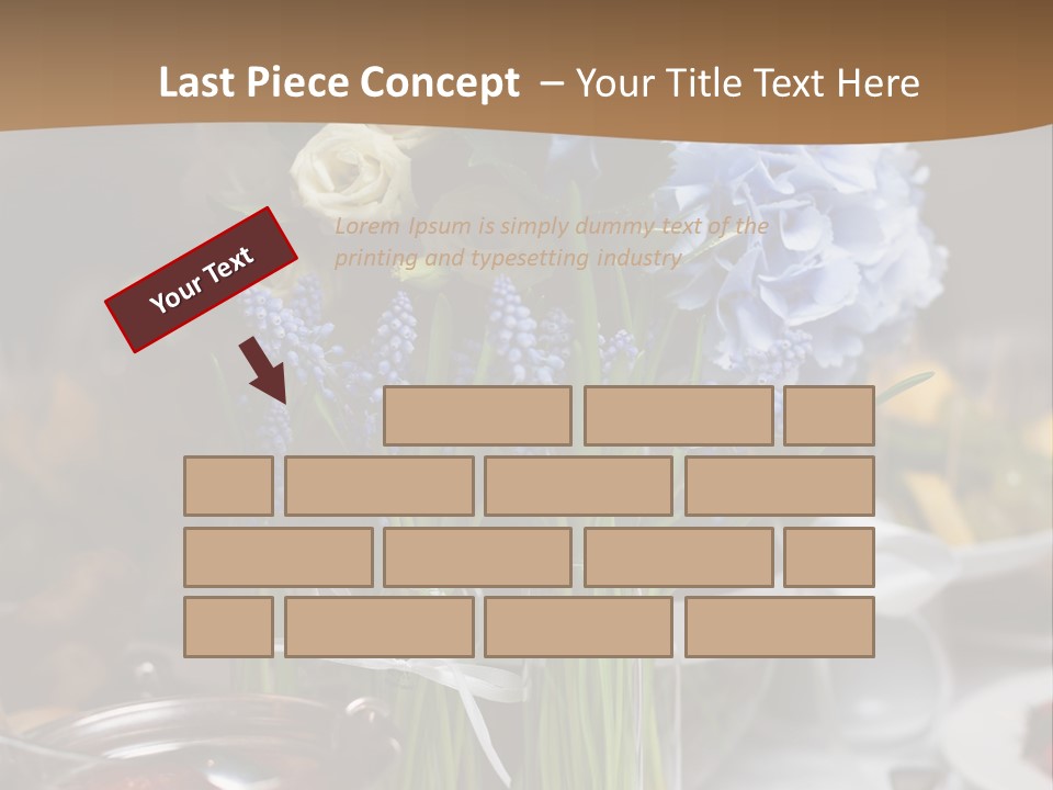 A Table Topped With A Vase Filled With Blue Flowers PowerPoint Template