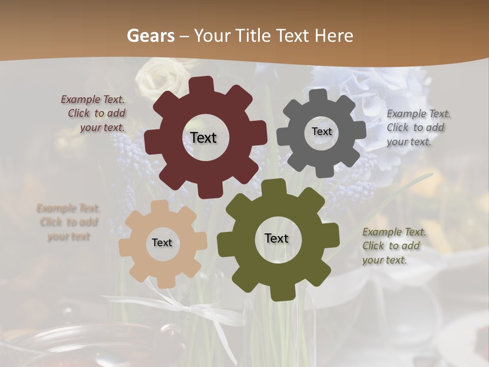 A Table Topped With A Vase Filled With Blue Flowers PowerPoint Template